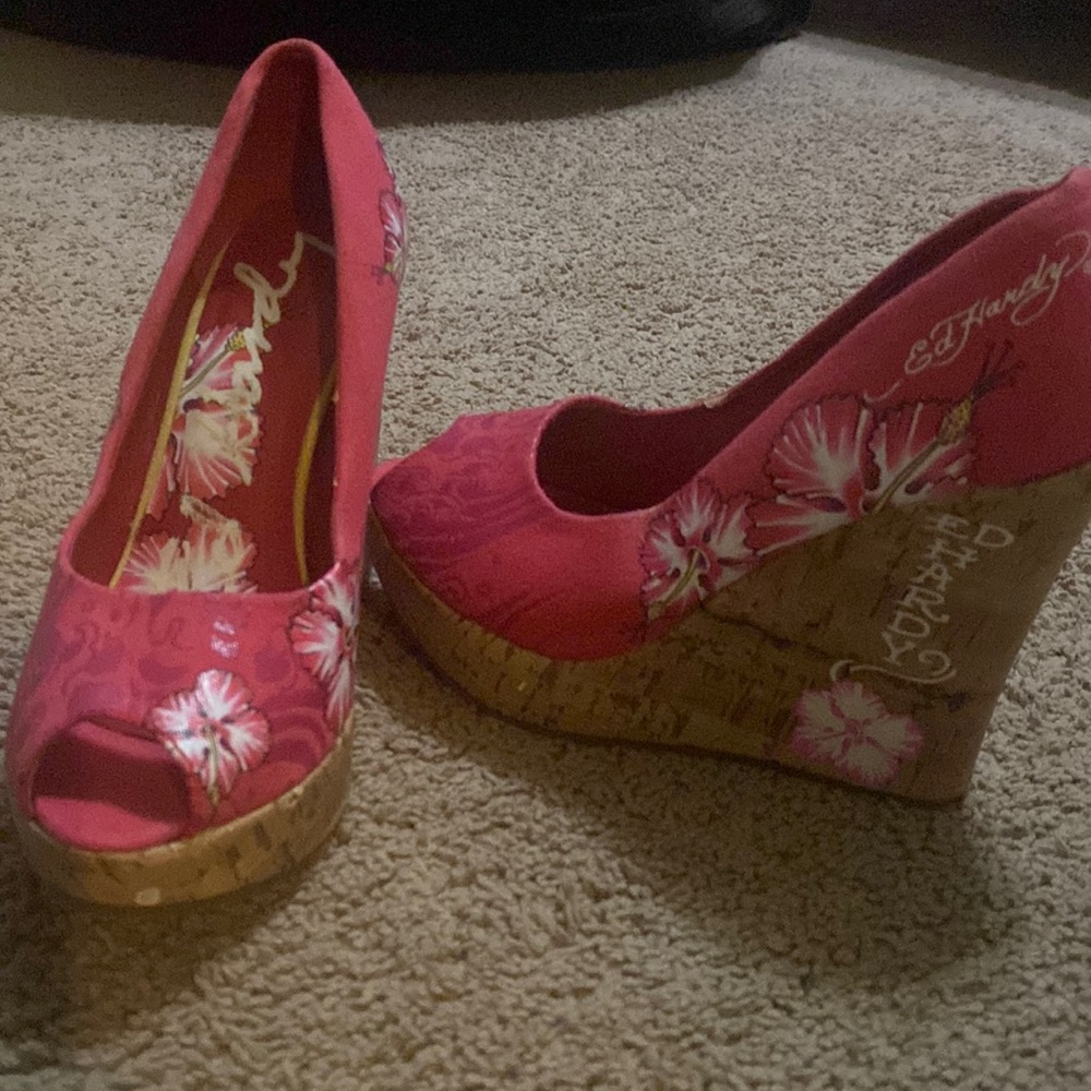 Red Ed Hardy wedges
